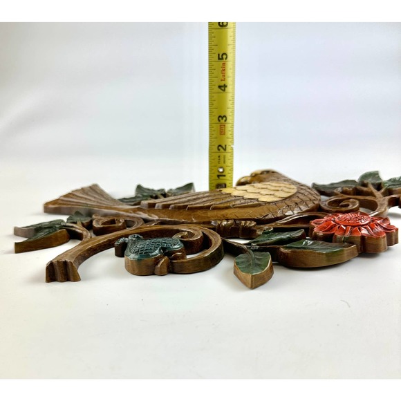 Vintage 1966 Syroco Bird Wall Hanging Flower Vines Plastic Mid Century - Picture 8 of 8